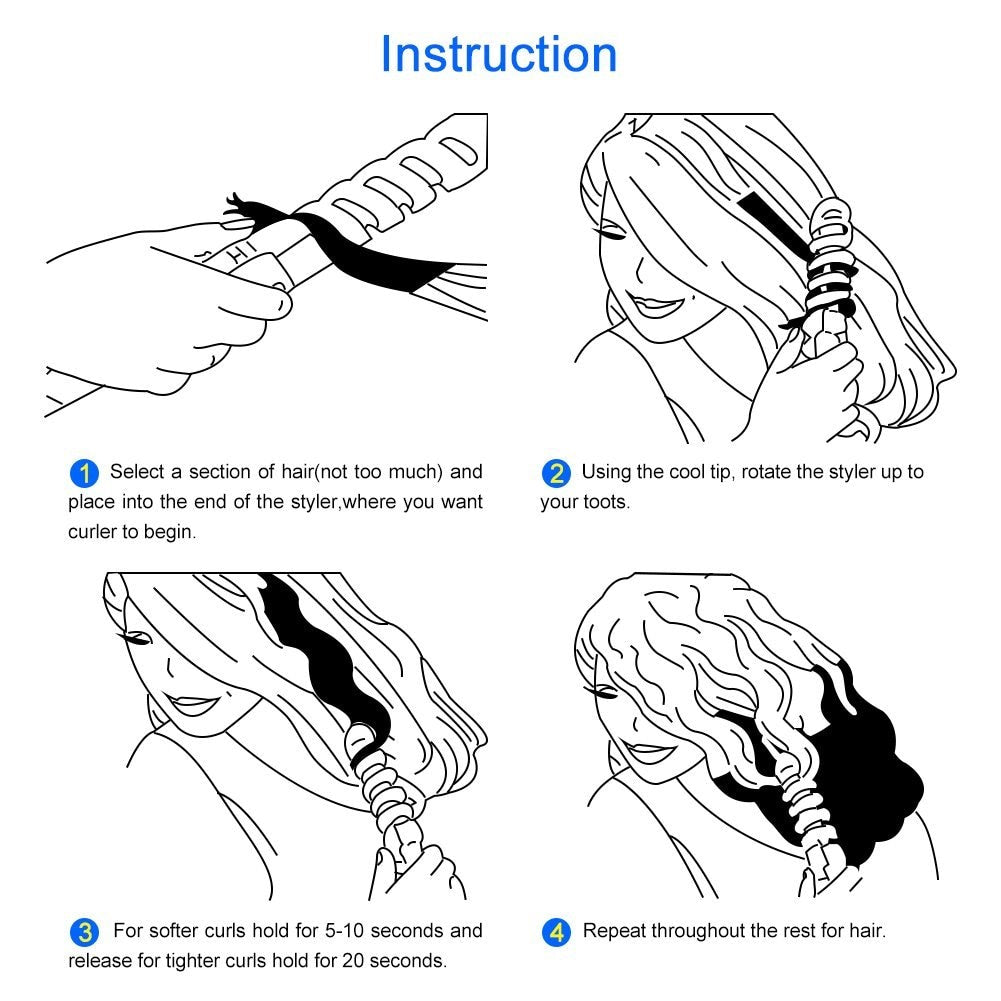 Professional Hair Curler Roller Magic Spiral Curling Iron Fast Heating Curling Wand Electric Hair Styler Pro Styling Tool