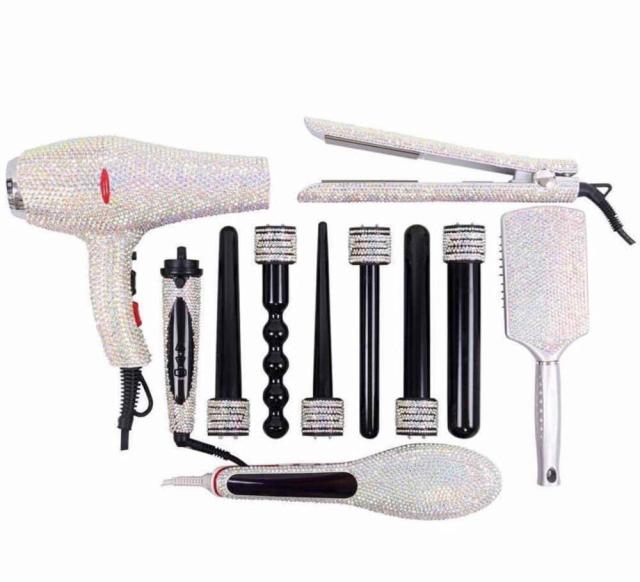 Crystal Hair Hot Tools Bling Bling Crystal Hair straightener Diamond Curling wands Kit Crystal Hair Blow Dryer Electric Brush