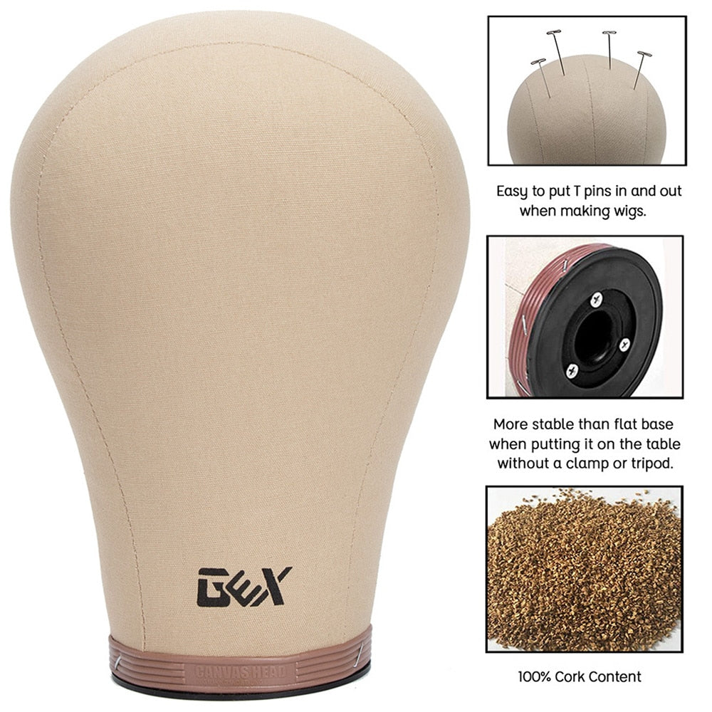 21"/22"/23"/23.5"/24" Canvas block head Mannequin Head weft/wig display style styling manikin head cork inside dryer 10" Tall