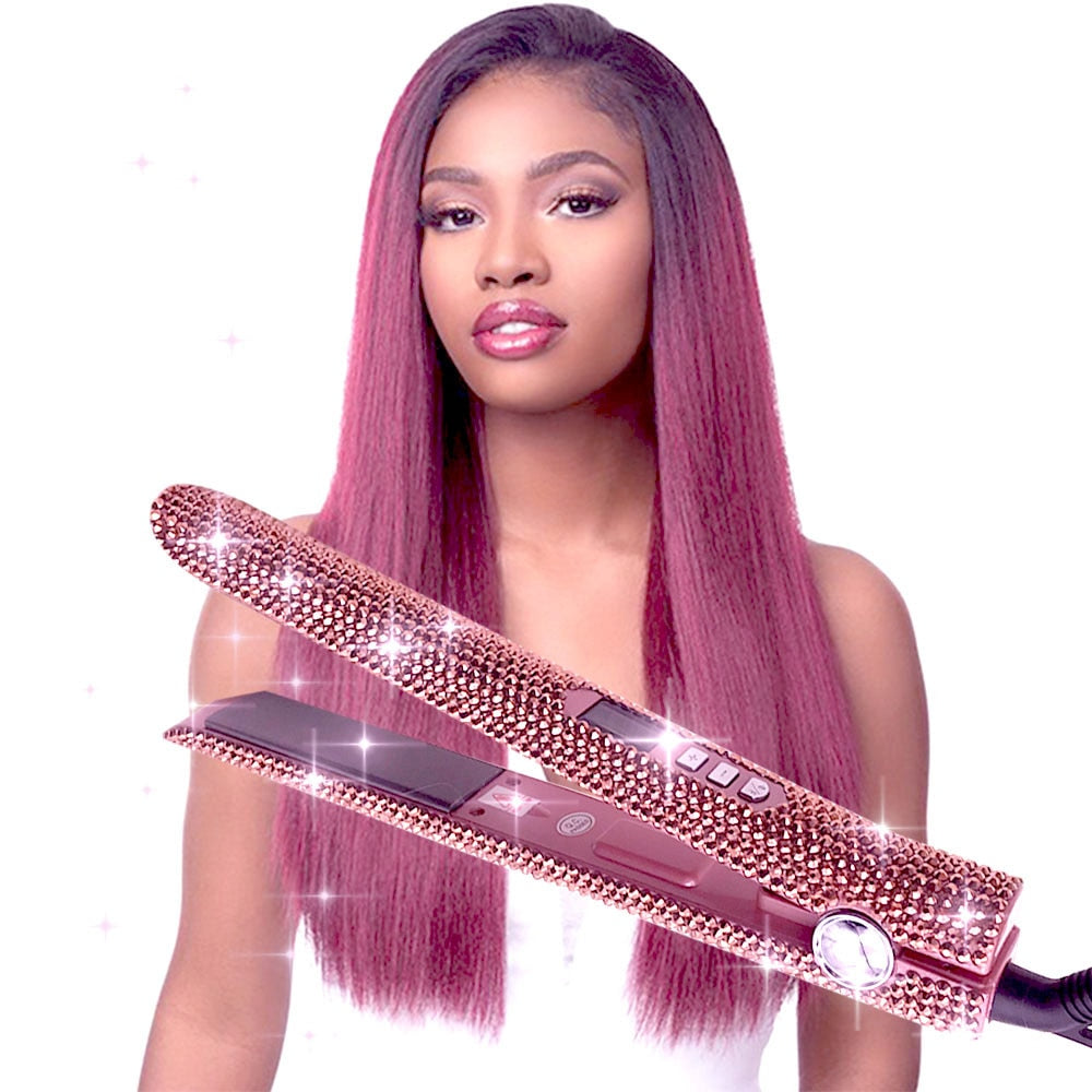 Crystal Hair Straighteners Flat Iron Titanium Plate Diamond Straightener Iron Hair Hot Tools with Bling Crystals
