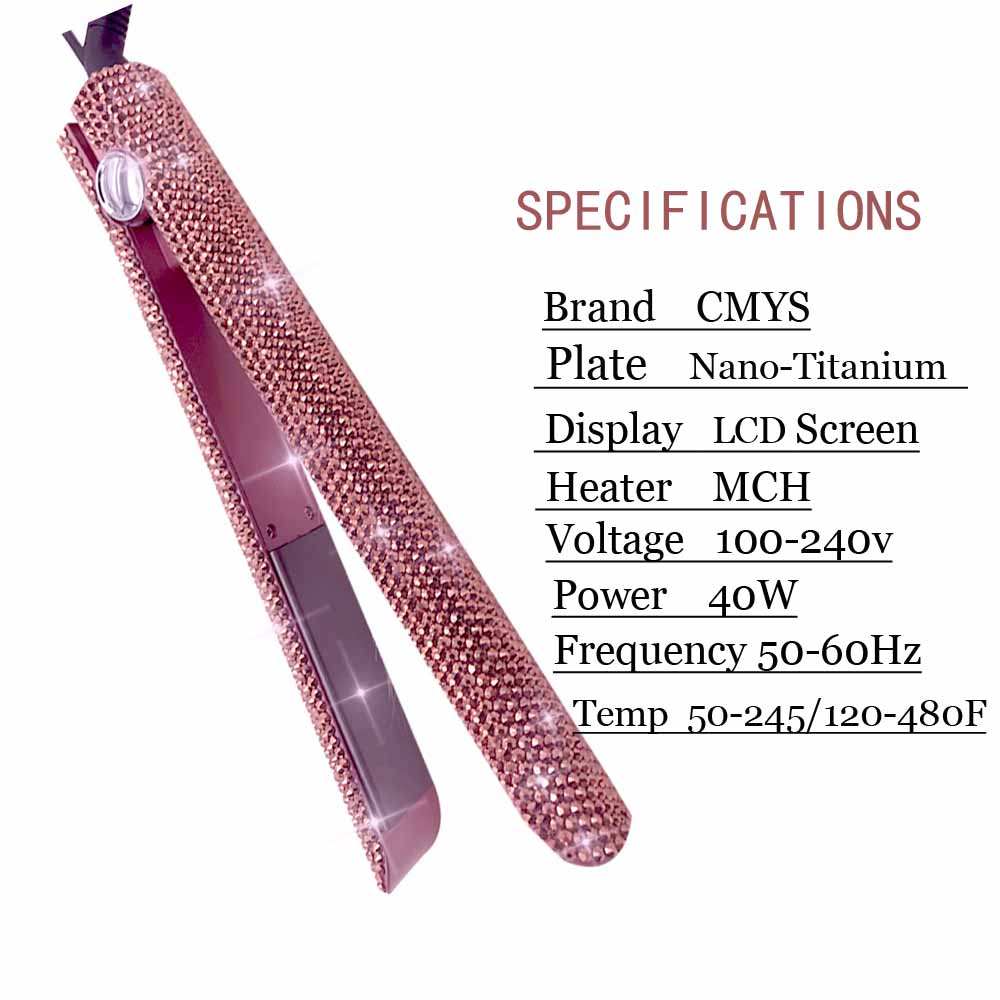 Crystal Hair Straighteners Flat Iron Titanium Plate Diamond Straightener Iron Hair Hot Tools with Bling Crystals
