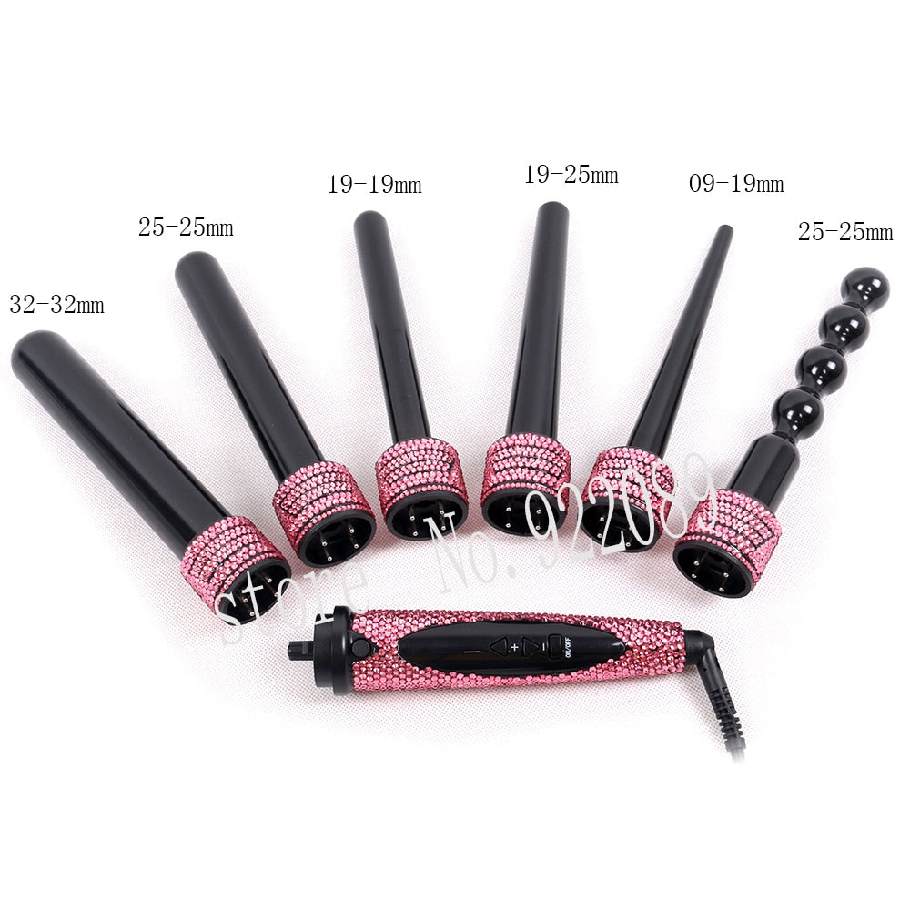 Crystal Hair Hot Tools Bling Bling Hot Pink Crystal Hair straightener Diamond Curling wands Kit Crystal Hair Brush Hair Boutique