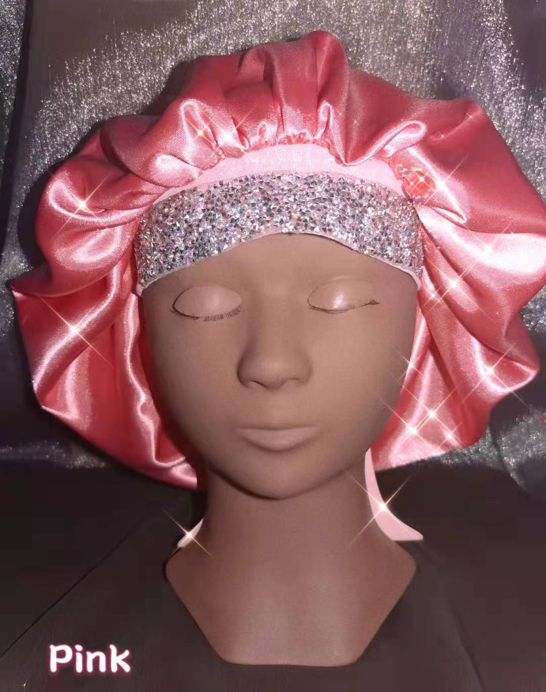 Satin Hair Rhinestone Bonnet