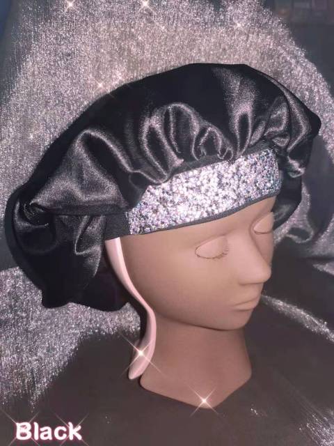 Satin Hair Rhinestone Bonnet
