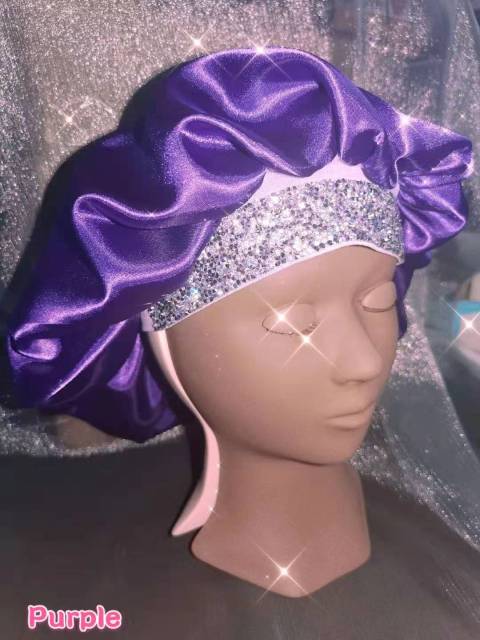 Satin Hair Rhinestone Bonnet