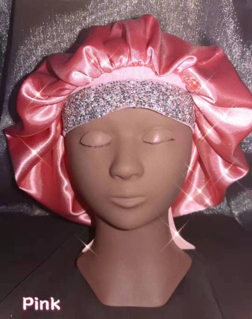 Satin Hair Rhinestone Bonnet