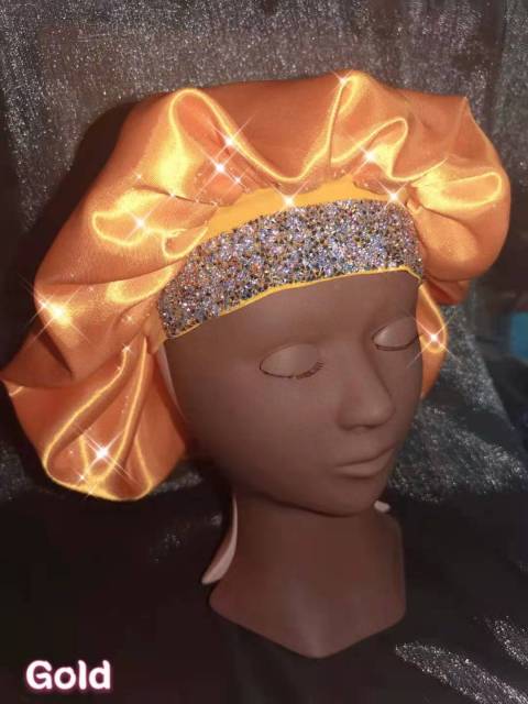 Satin Hair Rhinestone Bonnet