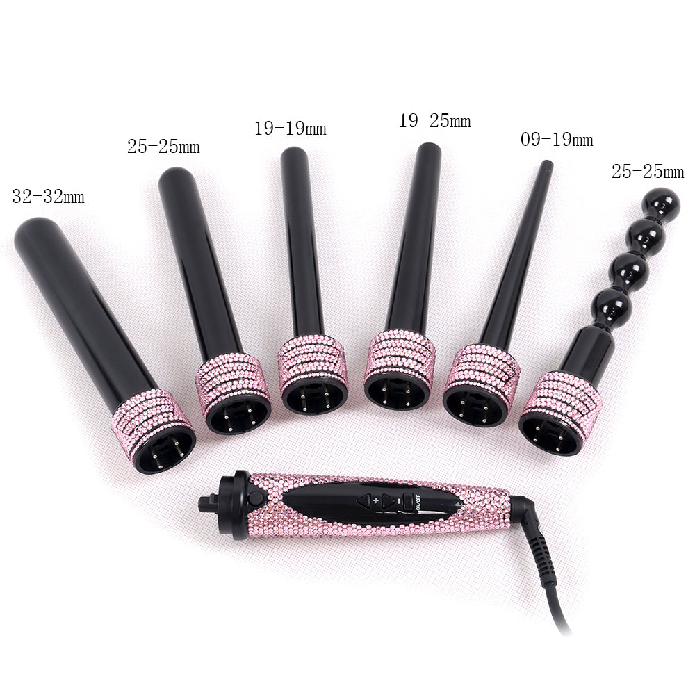Crystal Hair Hot Tools Bling Bling Crystal Hair straightener Diamond Curling wands Hair Wig Brush Hair Boutique Pink Color