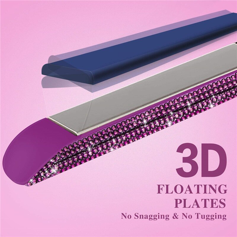 Hair Straightener Curler Bling Diamond Flat Iron Rhinestone Straightening Irons Professional High Heat 470℉ Salon Styling Tools