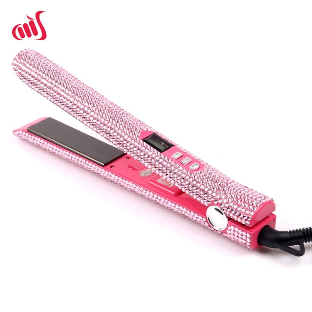 Crystal Hair Straighteners Flat Iron Titanium Plate Diamond Straightener Iron Hair Hot Tools with Bling Crystals