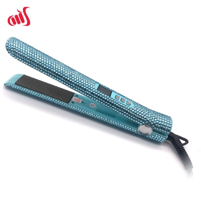 Crystal Hair Straighteners Flat Iron Titanium Plate Diamond Straightener Iron Hair Hot Tools with Bling Crystals