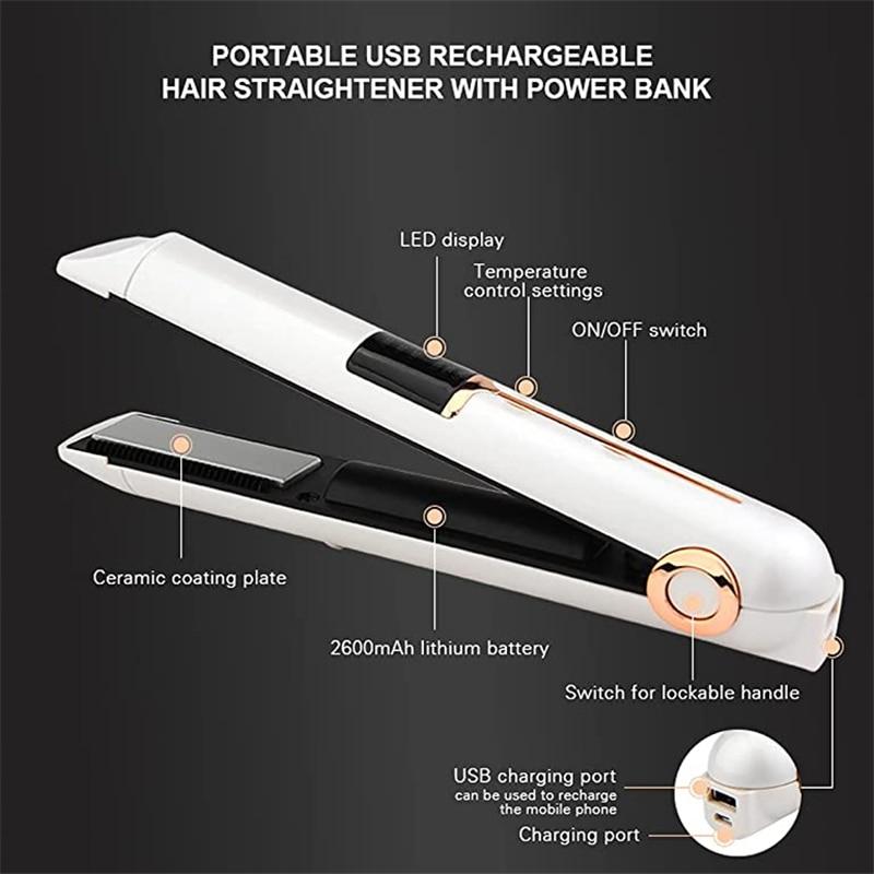 Wireless Hair Straightener Ceramic Rechargeable Mini Flat Iron Hair Curling Irons Styling Tools Cordless Beard Hair Straightener