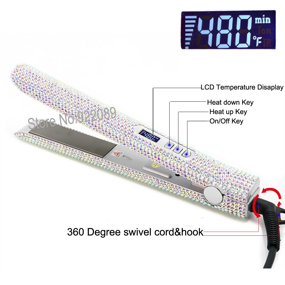 Crystal Hair Straighteners Flat Iron Titanium Plate Diamond Straightener Iron Hair Hot Tools with Bling Crystals