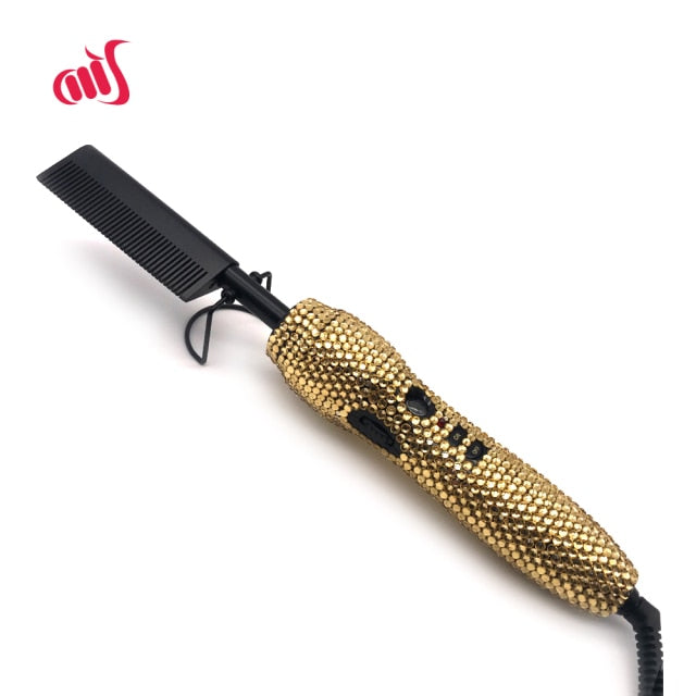 Crystal Pressing Hot Comb Electric Ceramic Pressing Comb High Heat Hot Comb 2 In 1 Hot Comb Straightener