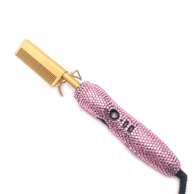 Crystal Pressing Hot Comb Electric Ceramic Pressing Comb High Heat Hot Comb 2 In 1 Hot Comb Straightener