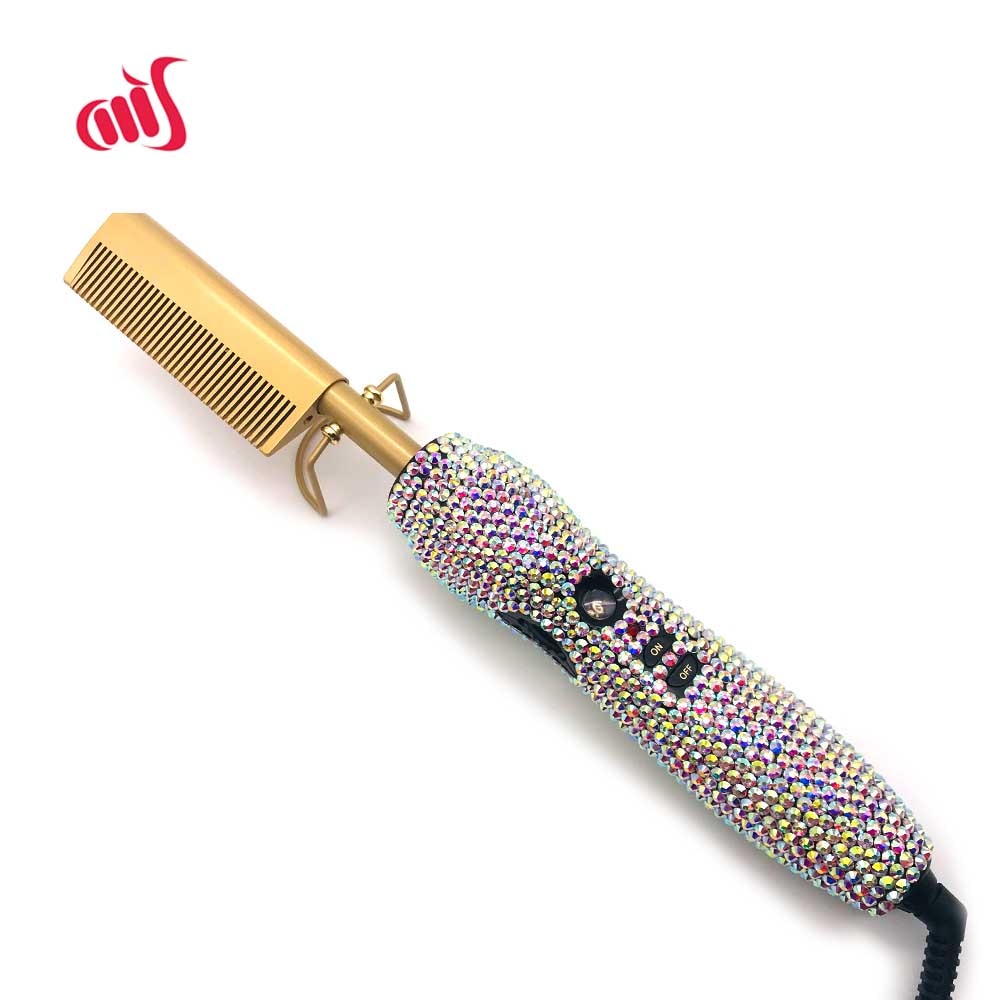 Crystal Hair Pressing Hot Comb  Crystal Hair Blow Dryer Diamond Curling wands Kit Crystal Hair Brush