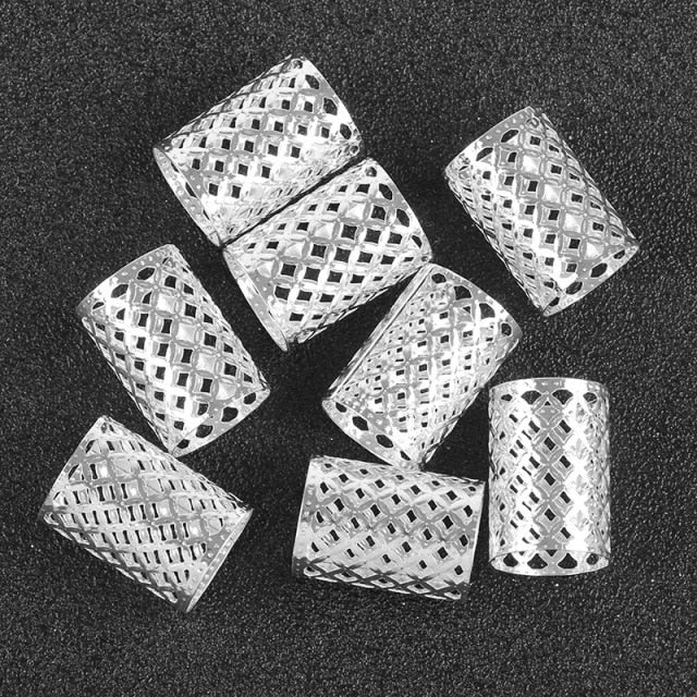 50Pcs Silver Hair Beads For Braids Adjustable Hair Extensions Micro Rings  Hair Bead Cuff Clips Dreadlock Beads For Sale