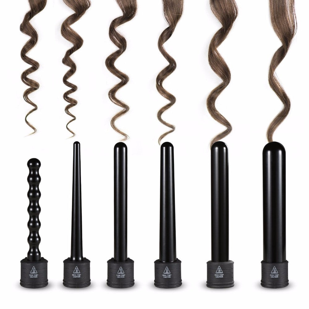 Crystal 6 IN 1 Hair Curling Iron Diamond Hair Curler Wand Set Ceramic 6 IN 1 Interchangeable Barrels Bling Hair Styling Hot Tool