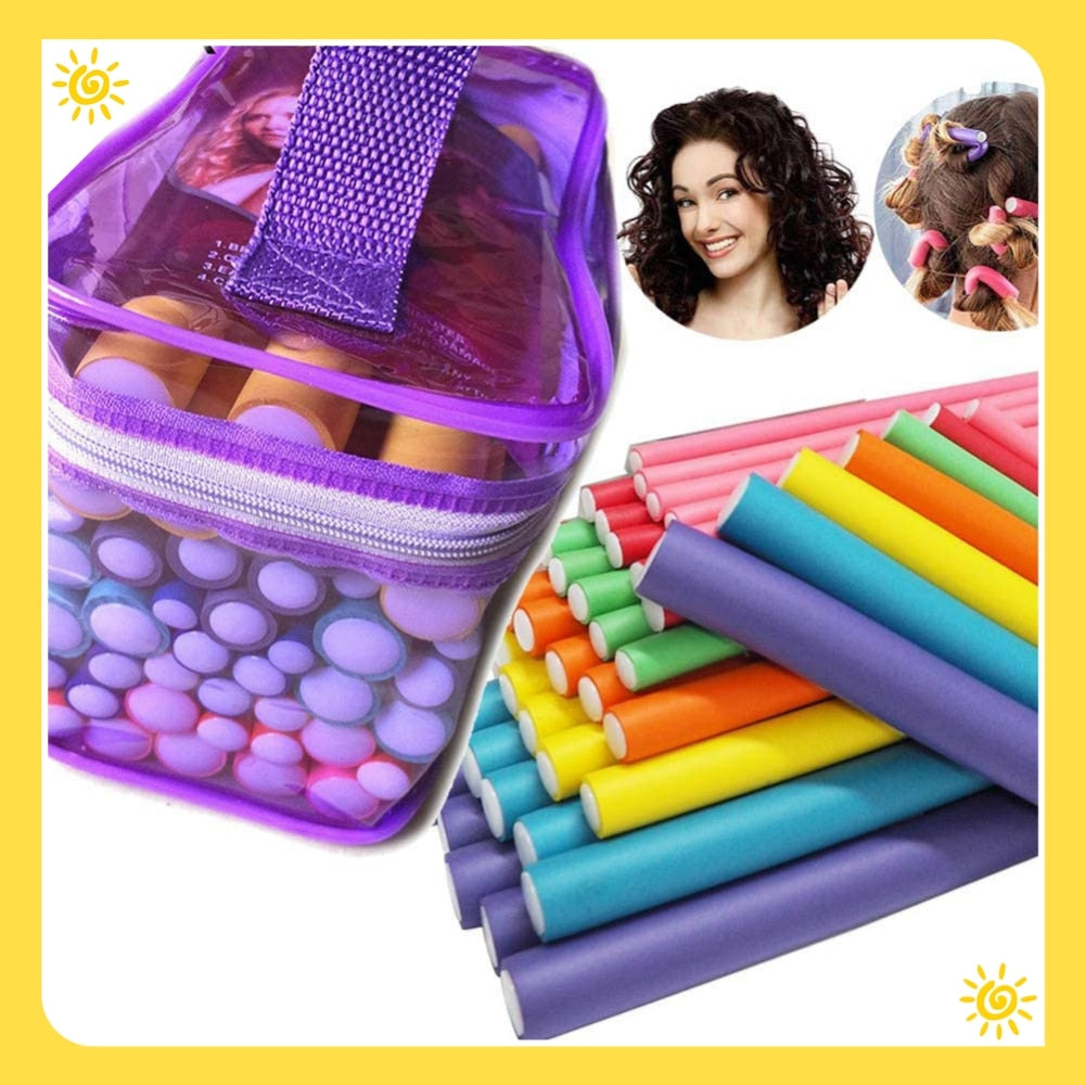 42pcs (Flexy Rods) Flexible Roller Cylinder Foam Hair Curling Tools Women Girl Portable Hair Curler Foam Roller Rods DIY Hair Styling Tools