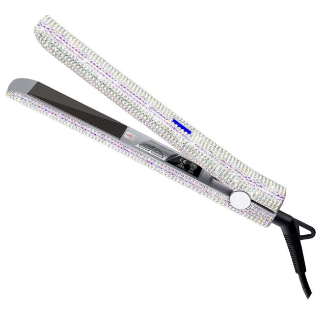 Hair Straightener Curler Bling Diamond Flat Iron Rhinestone Straightening Irons Professional High Heat 470℉ Salon Styling Tools