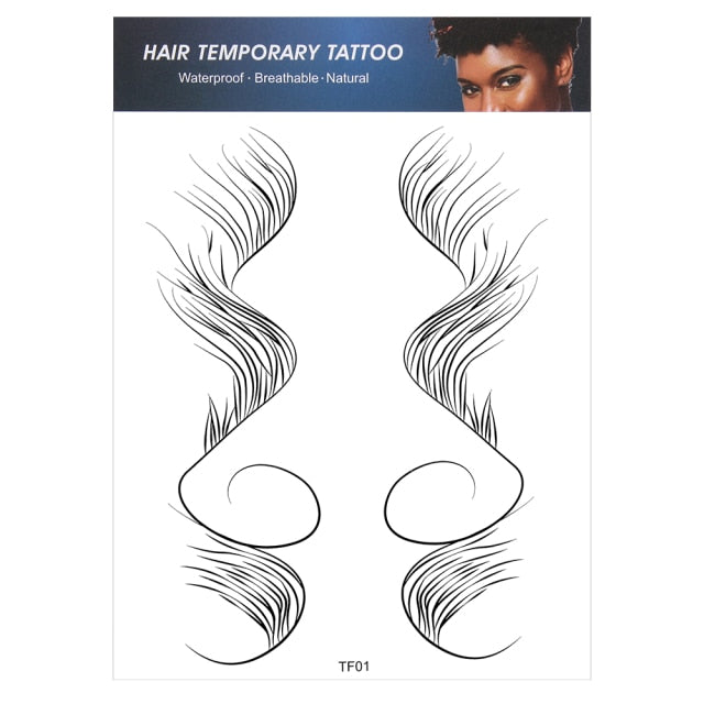 5 Types Hairline Tattoo Stickers Waterproof Baby Hair Edge Temporary Tattoo Sticker Natural Curly Hair Fake Tatoo Makeup Tools